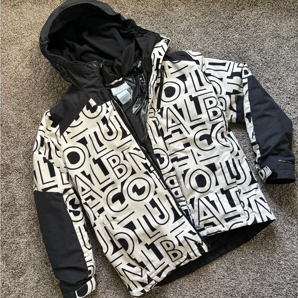 Columbia Men’s Black and White Typo Whirlibird IV Interchange Jacket Sz XL